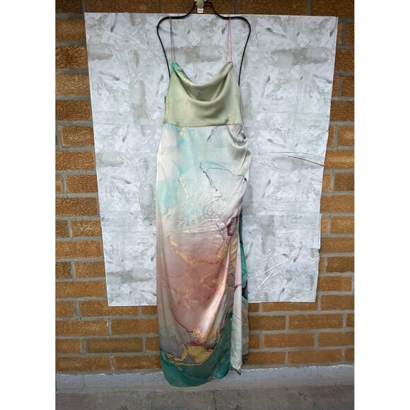 retrofete Marlene Dress in Watercolor Marble silk size medium - Picture 3 of 13